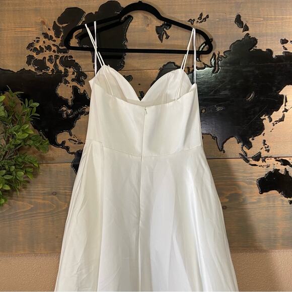 NWOT Lulus Flawless Radiance White Satin Floral Embroidered Maxi Dress - Picture 10 of 12